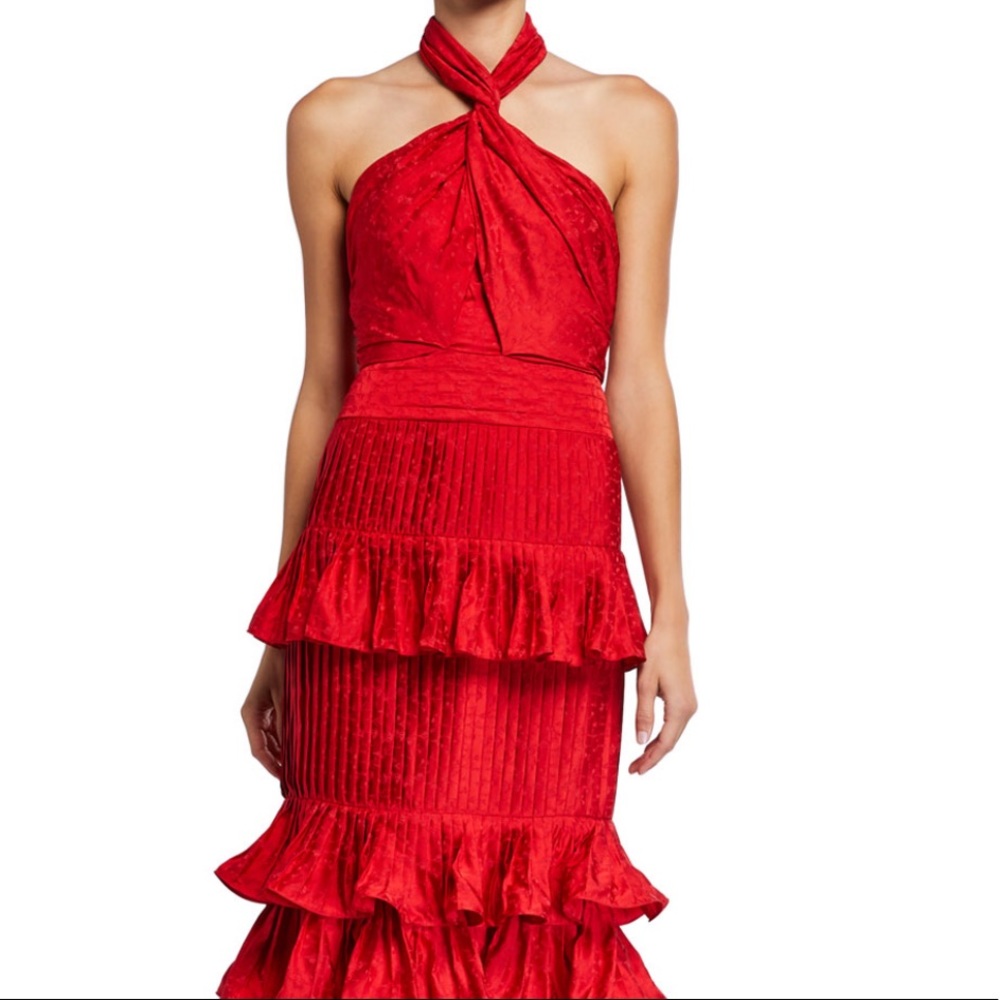 JOHANNA ORTIZ Eccentric Vibes Tiered red Dress